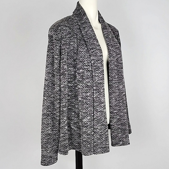 VanHeusen Cardigan Open Front Cardigan Shawl Neck Black White Textured Knit  XL - Picture 2 of 10